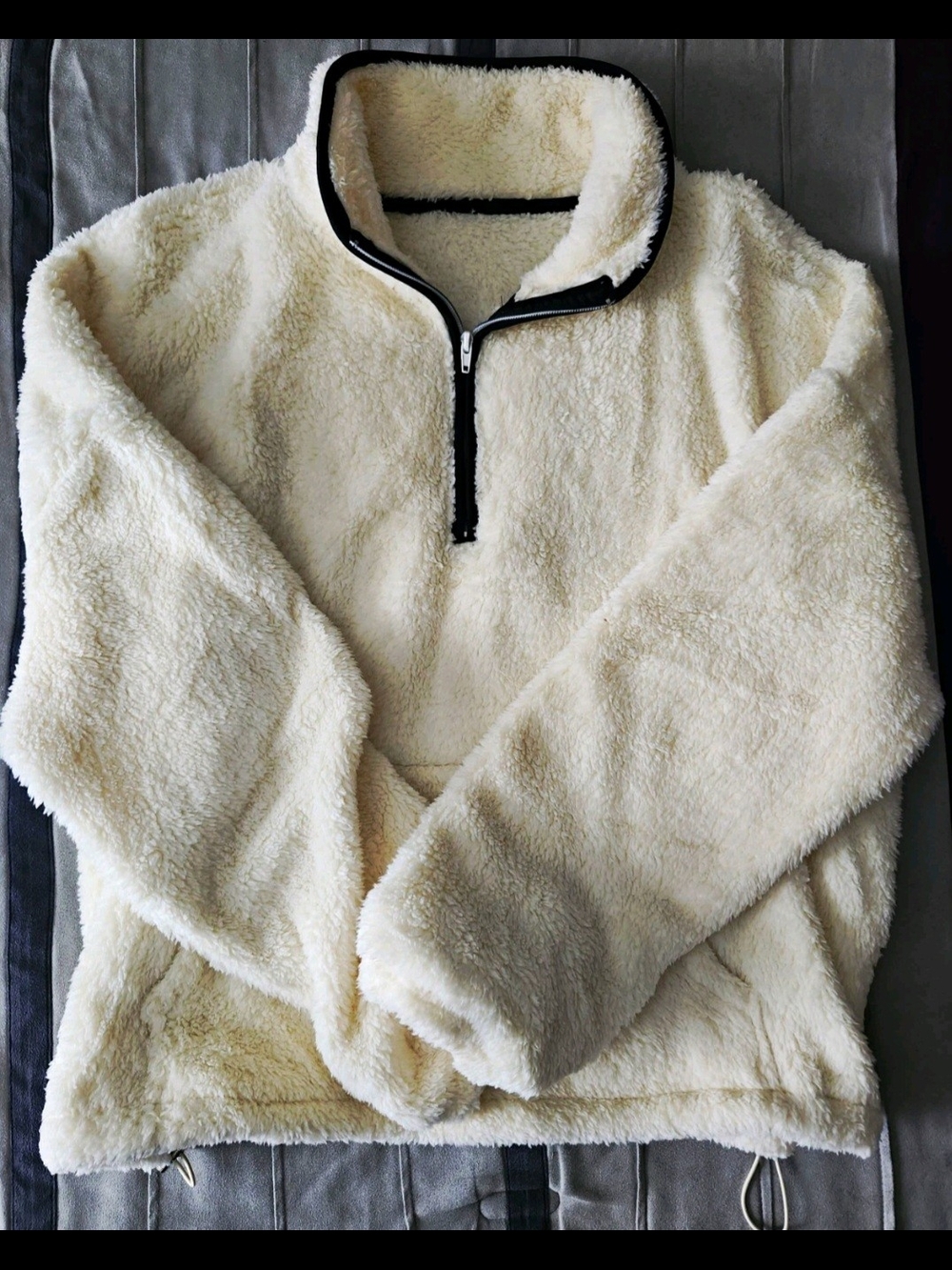 Cream Sherpa Half-Zip Pullover Sweater